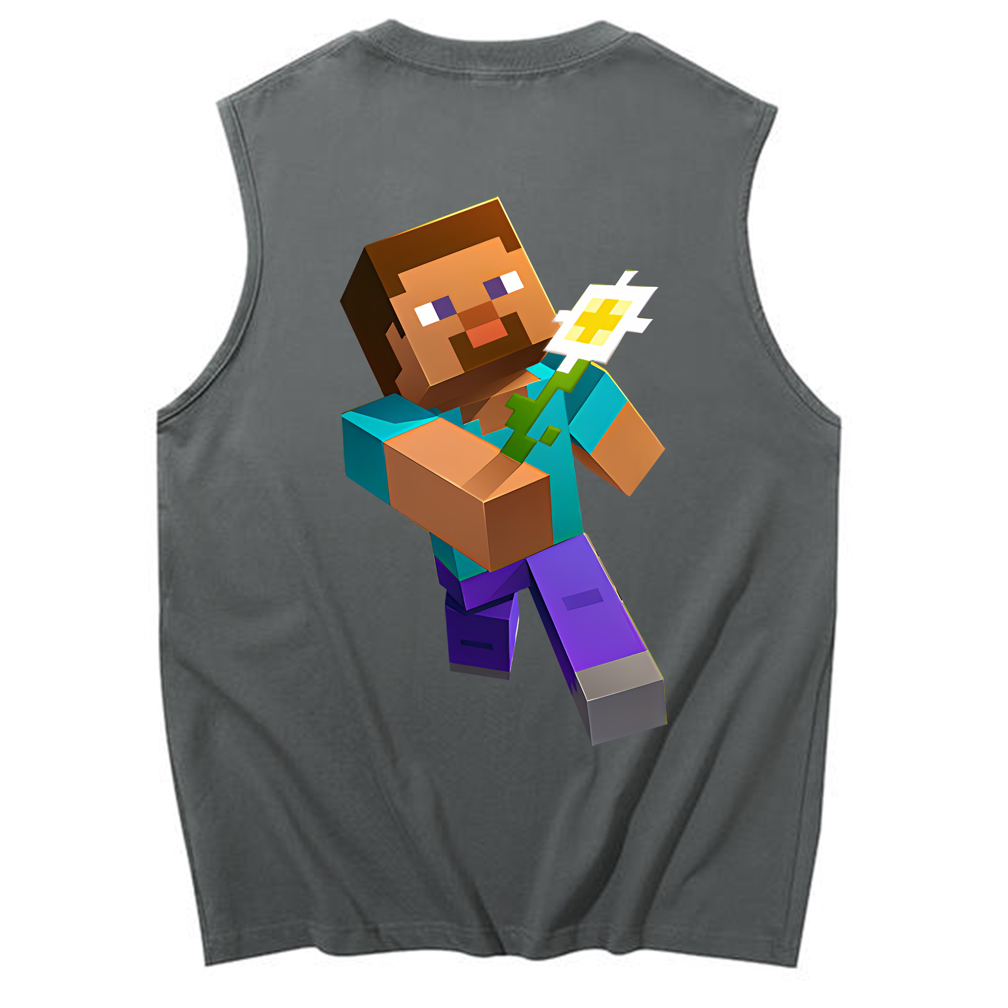 （画像用） マインクラフト ブロックの世界 Minecraft MC Block world コットン100％タンクトップ（背面プリント）